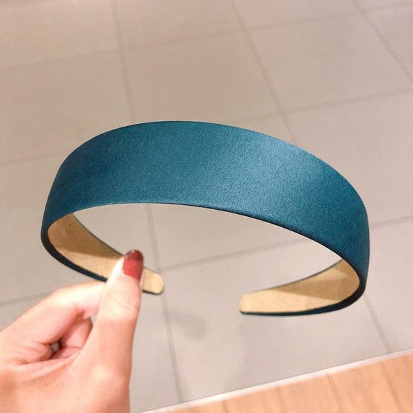 Women's Satin Covered Wide Canvas Headband Fashion Hair Accessory
