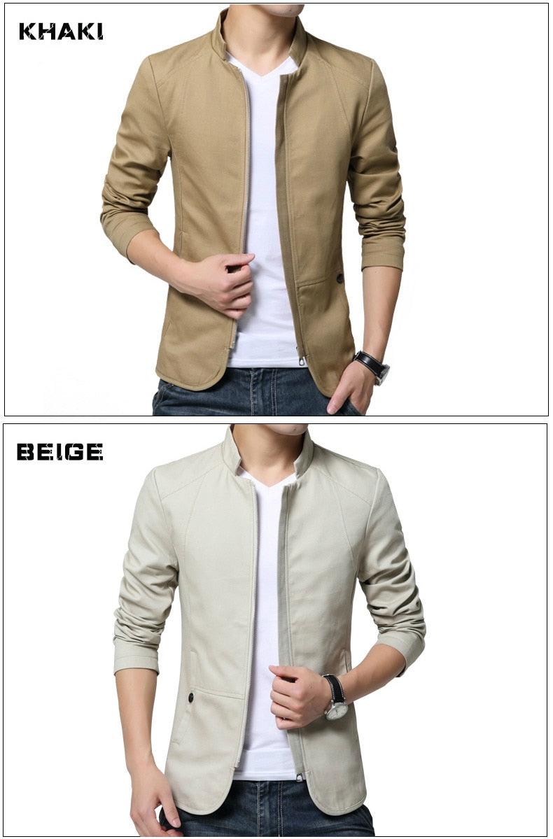 Luxury Black Mens Jacket Fashion Jacket Men Slim Fit Business Casual Male Jackets Warm Outdoor Men's Lightweight Cotton Jacket Elegant Slim Men Solid Color Clothing