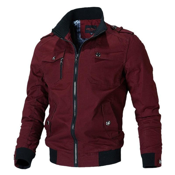 Men's Red Lightweight Bomber Jacket Windproof Casual Outdoor Windbreaker